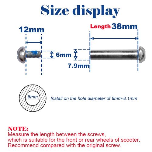 OTFAITP M8 Screws for 2-3-4-Wheel Kid Scooter Replacement Micro Mini Foldable Kick Scooter Kids Scooters Axles Repair