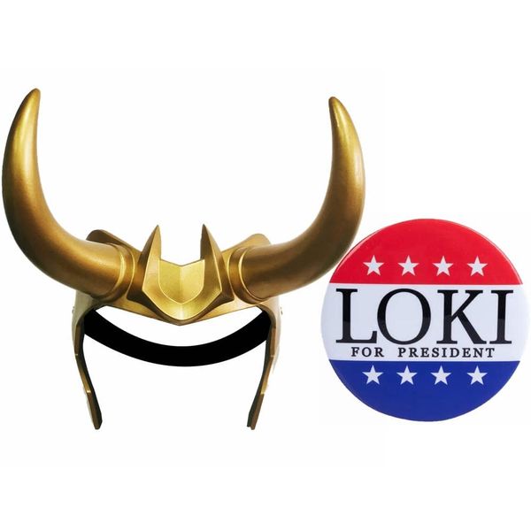 Superhero Horns Helmet Cosplay Badge Pin, 2021 TV Series Movie Thor Ragnarok Halloween Masquerade Costume Accessories