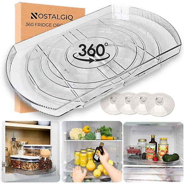 360° Rotating Lazy Susan for Refrigerator| Rectangular Fridge Organizer | Cabine