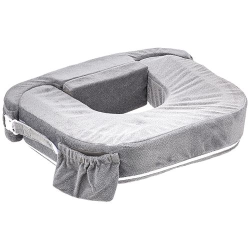 My Brest Friend Nursing Pillow for Twins | Ergonomic Breastfeeding Pillows | Supports Both Mom and Babies | Breastfeeding Essentials | Handy Side Pocket, Double Straps & Removable Cover, Dark Grey