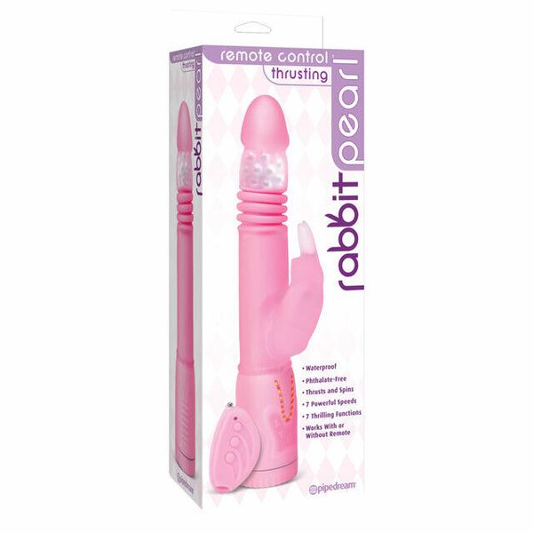 Waterproof remote-control Throbbin Rabbit Pearl Massager Vibe w/ Vibrating Clit