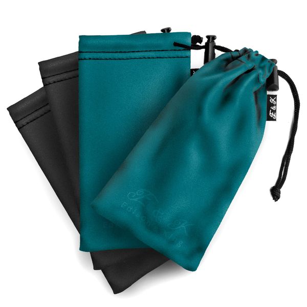 Edison & King Pack of 4 glasses case and cleaning cloth in one – made of microfibre cloth material (mix)