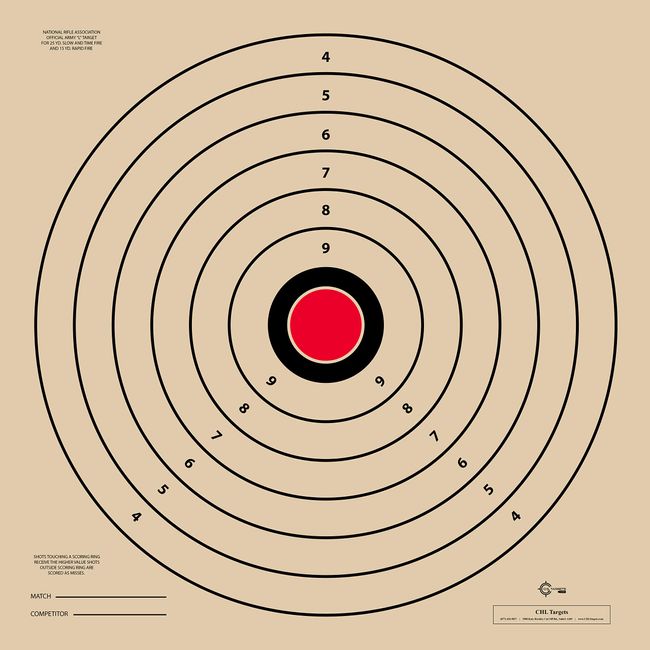 Official B-22 Target, 25 Yard Army L Target, 28" x 28" (Red Center, 100)