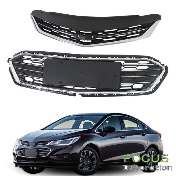 For 2016 2017 2018 Chevrolet Cruze Front Upper+Lower Grille Grill Set Chrome