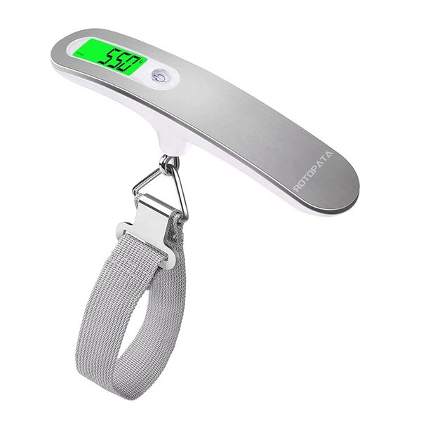 Digital Luggage Travel Scale with Overweight Warning Function, Portable Handheld Electronic Weighing Scale with Hook, 50kg & Backlit LCD Display Screen Design for Suitcase Baggage (Battery Included)