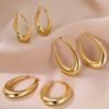 PABBEU Chunky Gold Hoop Earrings for Women, Lightweight 14k Real Gold Plated Hoops Earrings, Hypoallergenic 925 Oval Gold Hoops Earrings, Thick Gold Hoop Earrings for Women Gifts, 40 mm, Silver, No