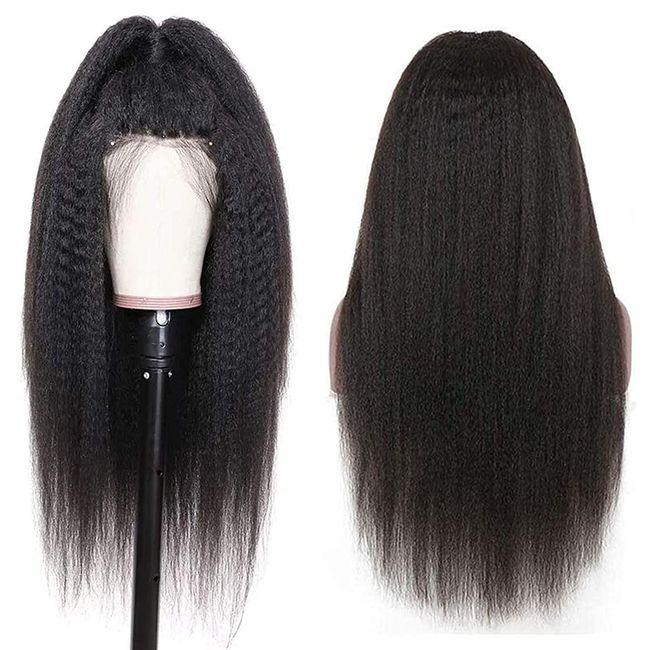 TOOCCI 13x4 Lace Frontal Perücken Echthaar Yaki Straight Perücken für Damen Afro Kinky Straight Lace Closure Wigs Brasilianische Echthaar Perücken Schwarze 150% Dichte mit Babyhaar 18 Zoll