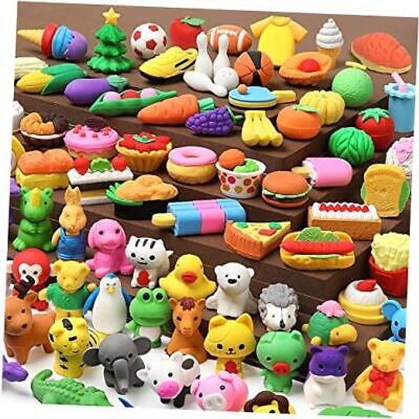 100 Pack Animal Pencil Erasers 3D Desk Pet for Kids Mini Puzzle animal erasers