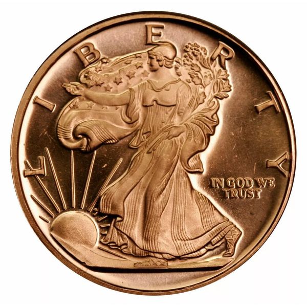 1oz Walking Liberty .999 Fine Copper Round Size: 39mm