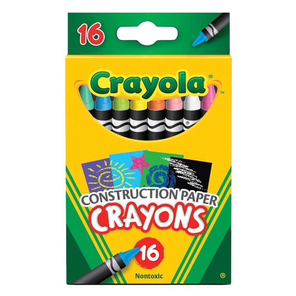 Crayola Construction Paper Crayons (16ct), Kids Crayons, Long-Lasting, Non-Toxic, Vibrant Colors for Kids Arts and Crafts, Ages 3+