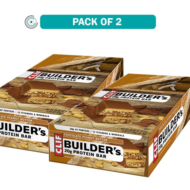 Clif Builder's Bar Chocolate Peanut Butter - 2 Boxes of 12, 20g Protein