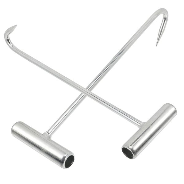 HAPINARY 2Stücke Kanaldeckelheber Manhole Hooks aus Edelstahl Schwerlast Hebewerkzeug für Anheben und Ziehen von Schachtdeckeln und Abflussgittern