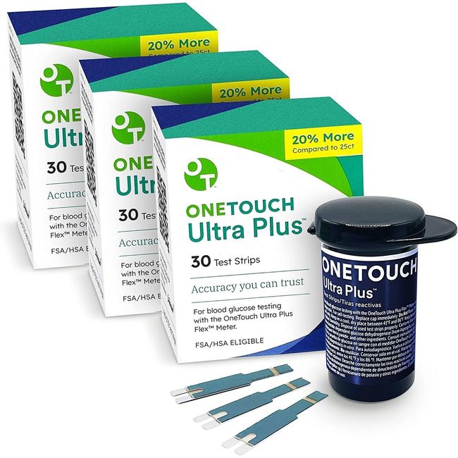 OneTouch Ultra Plus 180 Test Strips (6 boxes of 30 count) exp 4/2024