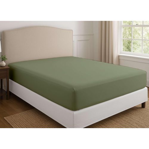 Cottington Lane 1 Piece King Size Fitted Sheet Only, Premium Hotel Quality Egyptian Cotton, 15 Inch Deep Pocket Bottom Sheets, Soft, Breathable, Cool & Crisp Bed Sheets, Sage Solid