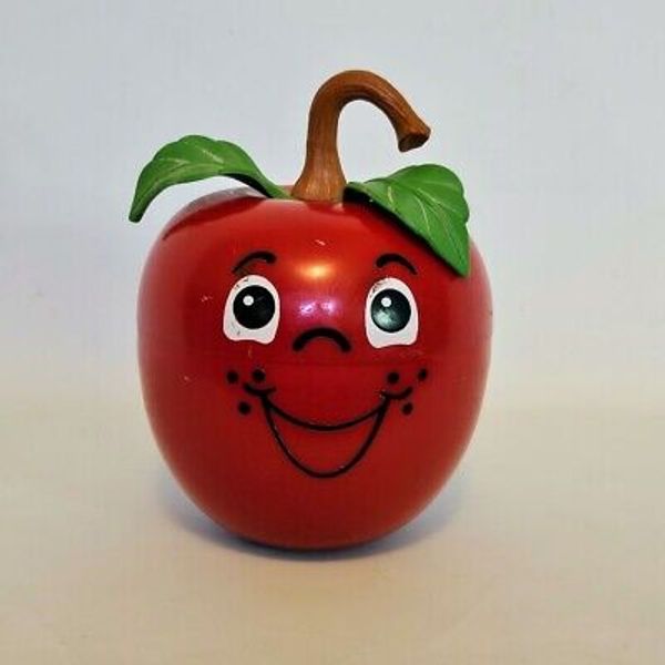 VTG 1972 Fisher Price Happy Apple Baby Roly Poly Musical Chime Toy 435 Long Stem