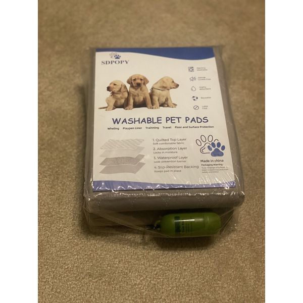 SDPOPY washable pet pads 3pack 18x24”brown & free pet trash bag holder