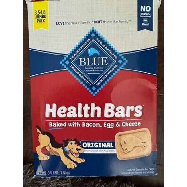 BLUE Buffalo Health Bars Crunchy Dog Treat Biscuits Bacon Egg & Cheese 3.5 pound