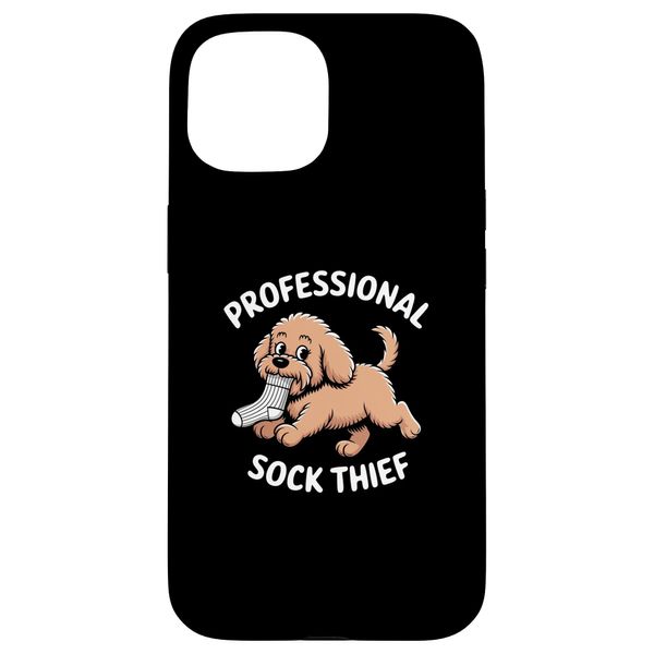 Goldendoodle Sock Thief Humor Dog Lover Case for iPhone 15