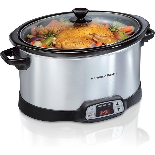 8 Quart Slow Cooker with Three Temperature Settings, Dishwasher Safe Crock & Lid