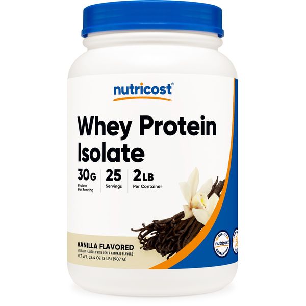 Nutricost Grass-Fed Whey Protein Isolate (Vanilla) 2LBS - Non-GMO, Gluten Free