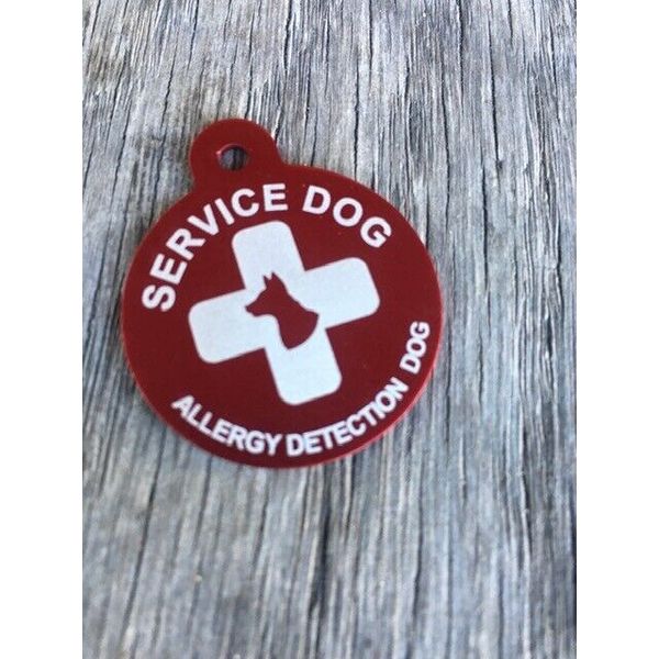 Large Personalized Aluminum Allergy Detection Service Dog Pet ID Tag EMAIL INFO