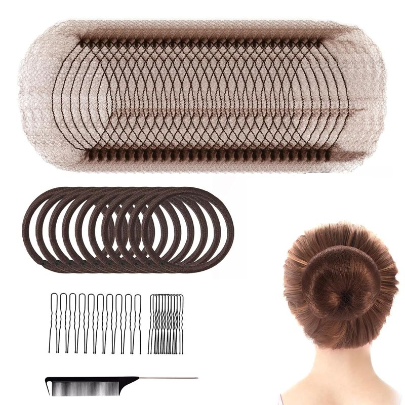 40Pcs Invisible Hair Nets for Buns, Elastic Edge Mesh Hair Net Set with ...
