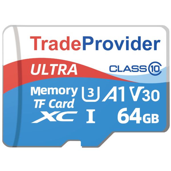 TradeProvider Ultra MicroSDXC TF Memory Card, 64GB, Up to 140MB/s Read Speed, A1, C10, U3, V30, 4K Video Recording, for Smartphones Drones Tablets Dash Cam Security Cameras GPS, MP3 Players, PDAS