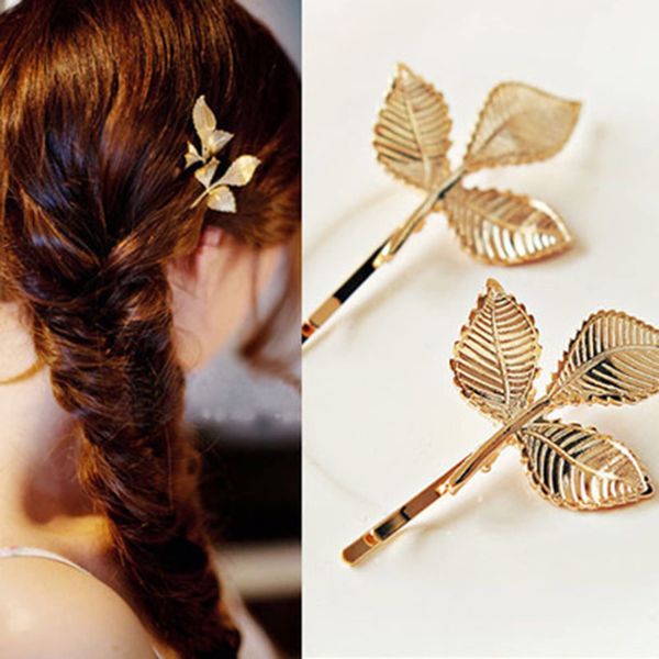 Aneneiceera Vintage Blatt Haarspange Barrette Boho Gold Blatt Haarspange Retro Haarspange Dekorativ Tägliches Tragen Haarklammern Französisch Haar Bobby Pins Hochzeit Haarzubehör Für Frauen Und 2pcs