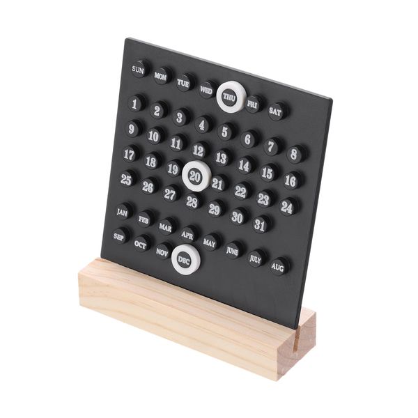 PATIKIL Holz Ewiger Kalender Schreibtisch Acryl Kalender Ständer Monat Woche Datum Anzeige für Schreibtisch Geschäft Büro Zuhause Dekoration Schwarz
