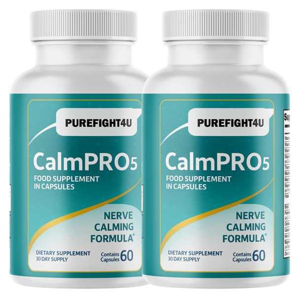 CalmPro 5 Nerve Support Pills, Calming Formula Supplement - 2 Bottles