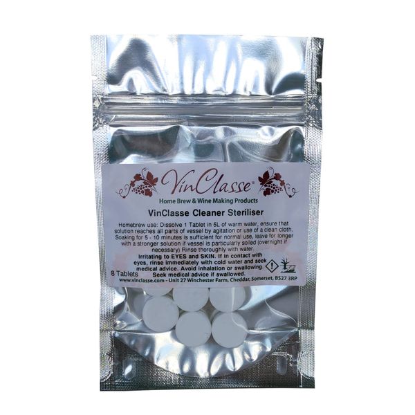 VinClasse Homebrew Wine Making Steriliser - 8 x Tablets - (1 Tablet Makes a 5 Litre Solution)