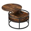 Round Lift Top Coffee Table Hidden Storage Shelf Pet Friendly Scratchproof Wood