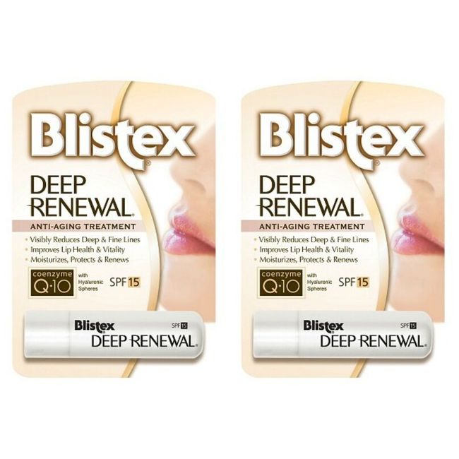 2 Pack Blistex Deep Renewal Lip Protectant Spf 15 0.15 Oz Each