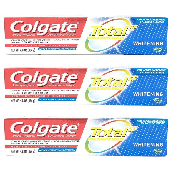 Colgate Total Whitening Toothpaste Gel, 4.8 oz. (Pack of 3)