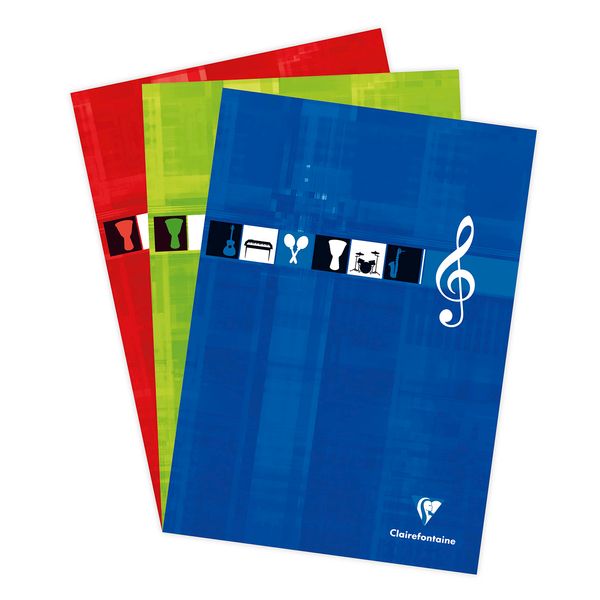 Clairefontaine Music Notebook, 100 Pages, A4, 90gsm Brushed Vellum Paper, 12 Staves Per Page, Random Color