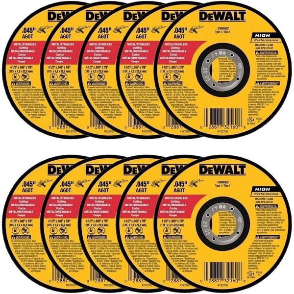 DEWALT DW 8062 4 1/2" X .045" X 7/8"  Thin Cut Off Wheels  100 Pack