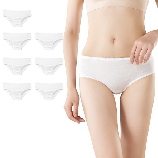 [Tannpopoto] Disposable Pants, Women's Panties, 7-Piece Set, 100% Cotton, Hygienic, Individual Packaging, Soft, Non-Constriction, Breathable, Disposable Shorts, Disaster Prevention, Travel, Hospital,