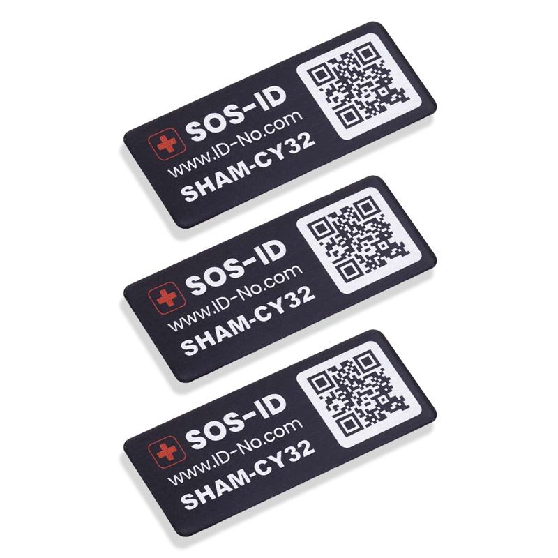 SOS ID Label (Set of 3) - SOS ID Label with QR Code - Durable & Scratch ...