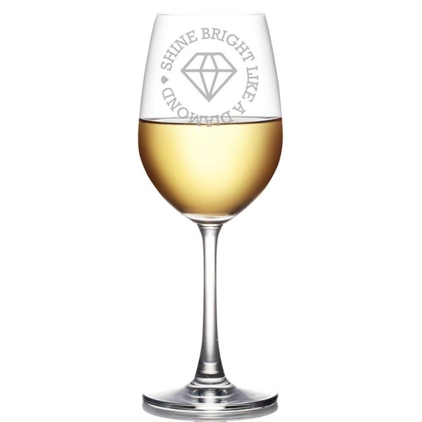 Shine Bright Like A Diamond Engraved 18 oz Wine Glass