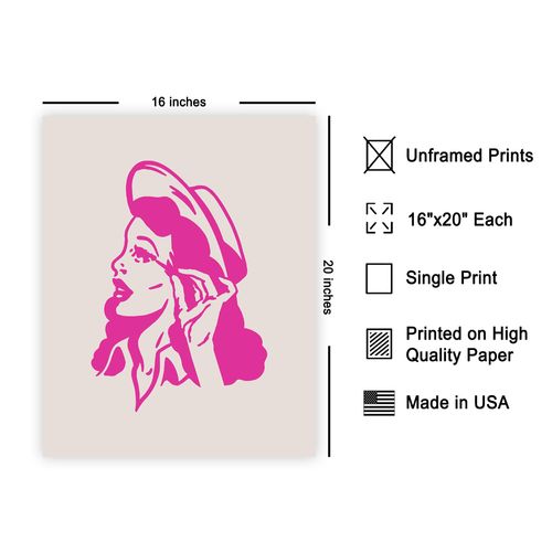 Poster Master Pink Mascara Glam Cowgirl Poster - Retro Cowgirl Print - Western Art - Trendy Art - Wild West Art - Gift for Men & Women - Decor for Office, Dorm, or Bedroom - 16x20 UNFRAMED Wall Art
