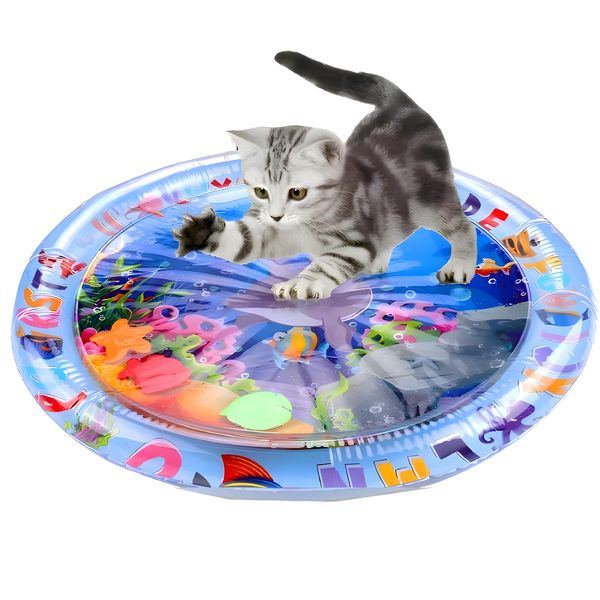 Generic New Water Sensory Play Mat for Cats, Upgraded-Thicken Unbreakable Cat Splash Play Mat, Cat Toys for Bored Indoor Cats, Interactive Cat Toys for Self Play