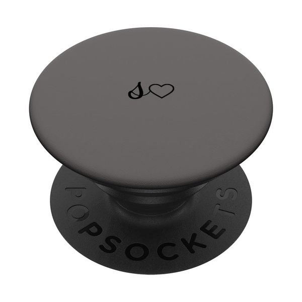Black Initial Letter S Heart Minimalist Gray PopSockets Swappable PopGrip
