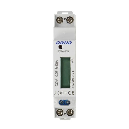 Orno WE-521 LCD Digital AC Meter 1-Phase Display of Power Consumption with MID Certificate and Pulse Output