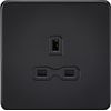 13A 1G Unswitched Socket - Matt Black with Black Insert