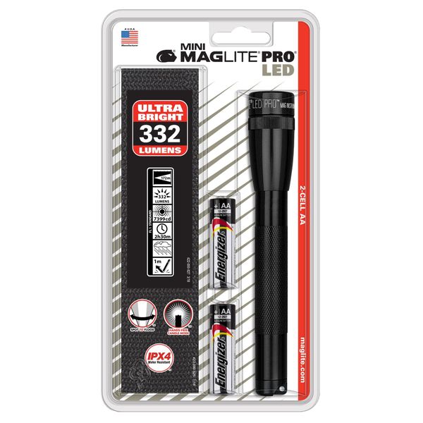 [Brightness 332 Lumens/ Body Color: Black] Mini Maglite Pro : Mini Maglite PRO LED Flashlight: SP2P01HL