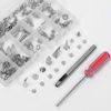 Swpeet 98Pcs Mixed Shape Spikes Screwback Studs Rivets Kit (Silver)