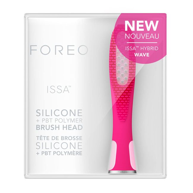 FOREO ISSA Hybrid Wave Brush Head Fuchsia, Medical-Grade Silicone & PBT Polymer Bristles, 6-Months Lasting