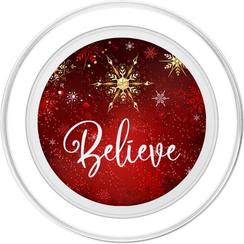 Believe - Red Yellow White Crystal Ice Snowflakes Christmas PopSockets PopGrip for MagSafe
