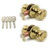 [2-PACK] Keyed Alike Entry Door Knob Lock Set, Polished Brass With 4 Keys