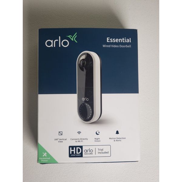 Arlo Essential Wired Video Doorbell HD Video 180 View **Missing Flat Mount Plate